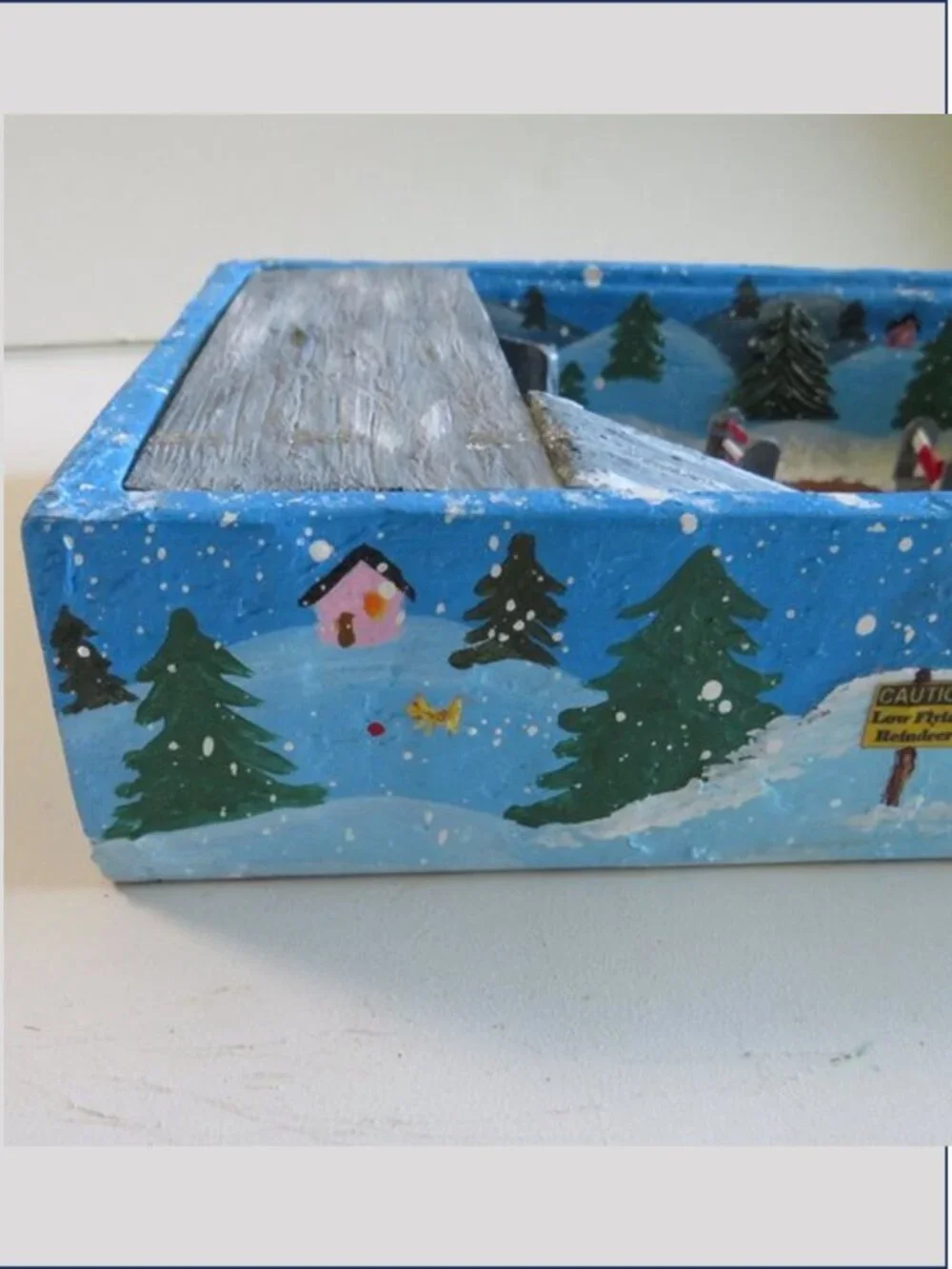 Handmade Reindeer Flight School Miniature Diorama Santa Christmas Village